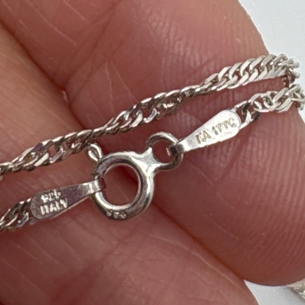 925 Sterling Silver Singapore Twisted Chain Necklace 22 Inch Made in Italy - Picture 2 of 12
